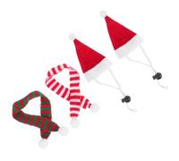 Abaodam 4Pcs Christmas Pet Hat and Scarf Set for Hamster Hedgehog Guinea Pig Bearded Dragon Small Animals, Soft Fleece 7X11Cm Hats with Red-White and Red-Green 30Cm Scarves, Xmas Pet