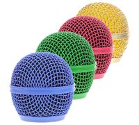 Abaodam 4pcs Colored Metal Microphone Mesh Grill Replacement Covers for Mic Head, Wireless and Wired Mic Accessories with Gold, Rose Red, Green, Sky for Performance and Studio Use