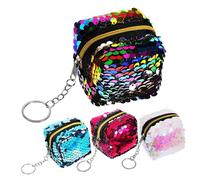 Abaodam 4Pcs Colorful Sequin Mini Coin Purses with Zipper Closure for Portable Change Coin Handbags for Travel Party