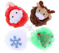 Abaodam 4pcs Creative Christmas Style Bath Loofahs Santa Bath Puff Body Scrubber for Deep Cleansing and Skin Massage Holiday Bathroom Accessory