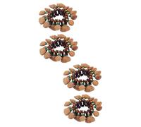Abaodam 4pcs Creative Nut Shell Bracelet African Drum Bell Musical Instrument Toy for Dance and Tribal Style Wristband Bells