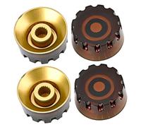 Abaodam 4pcs Deep Coffee Gear Electric Guitar Volume Control Knobs, Professional Bass Potentiometer Accessories for Guitar Tuning and Tone Adjustment