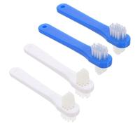 Abaodam 4pcs Delicate Double Head Toothbrush Set for Full and Partial Denture Cleaning, Portable Size Pp Material Home Denture Care Supply for Adult Oral Care