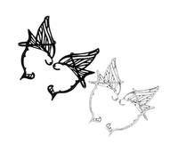 Abaodam 4pcs Fairy Ear Earrings Set Butterfly Ear Wrap Clip-On Non Piercing Black Silver Vintage Hollow Wing Jewelry for Women Teen