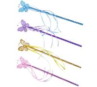 Abaodam 4Pcs Fairy Wands Lightweight Star-shaped Angel Cosplay Props for Party Performance Craft Supplies with Butterfly Pattern Purple Pink Blue Gold
