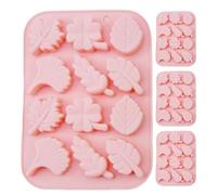 Abaodam 4pcs Fondant Candle Mold Scented Candle Making Mold Silicone 12-Slots Creative Leaf Design Elegant Pink Nondeforming Versatile for Parties and Home Décor