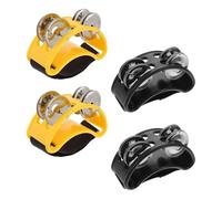 Abaodam 4pcs Foot Tambourine Shaker Instrument Percussion Music Accessories for African Drum Accompaniment Metal Jingle and Strap Black and Yellow Colors Each