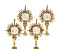 Abaodam 4pcs Golden Zinc Alloy First Communion Lapel Pins Lightweight Religious Brooches for Important Ceremonies Suitable as Blessing Gifts for Family and Friends