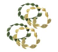 Abaodam 4pcs Green and Gold Leaf Wreath Crown Lightweight Handcrafted Renaissance Festival Headpiece for Boho Brides Cosplay Woodland Elf Wedding Goddess Accessory