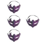 Abaodam 4pcs Half Face Painted Masquerade Masks with Gold Glitter Black and Purple Decorative Party Props for Halloween Cosplay and Dance Events