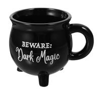 Abaodam 4pcs Halloween Ceramic Coffee Mug 450ml Black Boiler Shaped Water Cup Easy to Clean Decorative Novelty Mug for Home and Housewarming Gift