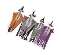 Abaodam 4pcs Halloween Skull Hanging Decorations with Adjustable Posing Plastic and Fabric Creepy Ghosts for Indoor Outdoor Porch Tree Haunted House Ornaments