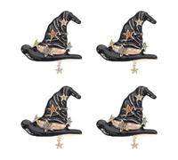Abaodam 4pcs Halloween Witch Hat Rhinestone Brooch Pins Metal Alloy Jewelry Accessories for Costumes Sweaters Scarves Backpacks Sparkling Halloween Pin Badges for Party Decor and Gift