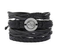 Abaodam 4pcs Hand Woven Leather Bracelet Set Adjustable Cowhide Wristchain with Eight-diagram Design Simple Fashion Jewelry for Men and Women Birthday