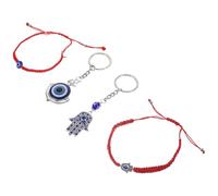 Abaodam 4pcs Handmade Turkish Evil Eye String Bracelet and Keychain Set with Sturdy Alloy and Glazes, Stylish Braided Rope Accessories Offering Longevity and Unique Spiritual Protection