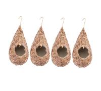Abaodam 4pcs Handwoven Artificial Straw Bird Nest for Balcony Patio Outdoor Hanging Bird Breeding Nest Safe Shelter for Rustic Nature-inspired Design