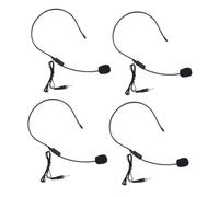 Abaodam 4Pcs Headset Microphone, Black Plastic Wired Headworn Mic with Adjustable Boom Arm, Sound Pickup Effect for Teachers, Speech and Voice Amplifier Use