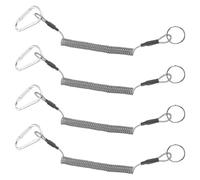 Abaodam 4pcs Heavy Duty Elastic Coiled Lanyard for Fishing with Pvc and Steel Wire Material, Multi-purpose Safety Rope for Paddles and Fishing Grips, for Hunting and Camping