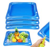 Abaodam 4pcs Inflatable Ice Serving Cooler Trays Made of Lightweight Pvc to Keep Drinks and Foods Chilled, for Outdoor and Indoor Parties