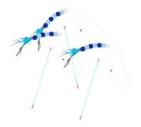 Abaodam 4Pcs Interactive Cat Teaser Stick Plush Wand for Indoor Cats Fun Self Play Teaser Stick to Active and Engaged