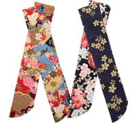 Abaodam 4pcs Japanese Vintage Folding Fan Sleeves Set Portable Small Handheld Fan Pouch with Floral Pattern Fabric for Travel and Wrapping