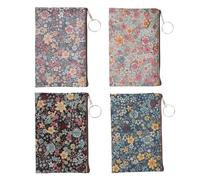 Abaodam 4pcs Ladies Small Change Wallet Set with Flower Prints, Retro Style Cotton Cloth Coin Purse for Women and Little Girls, Small but Practical with Smooth Zipper for Convenient