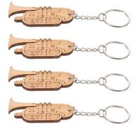 Abaodam 4pcs Large Music Instrument Keychains with Tuba Design Zinc Alloy and Bamboo Material Creative Backpack Pendant and Party Bag Filler Unique Charm Keyrings for Women and
