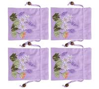 Abaodam 4pcs Lavender Linen Drawstring Sachet Bags, Small Embroidered Coin Pouches, Mini Brocade Bags for Wedding Party Favors and Jewelry Storage in Purple (11x14cm
