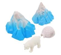 Abaodam 4pcs Lifelike Mini Igloo Model with Polar Bear Figurines Realistic Arctic Snow House Miniatures for Dollhouse Micro Landscape Decoration for Collectors