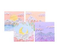 Abaodam 4pcs Memo Pads with 80 Pages Each, Japanese-style Creamy Oil Painting Scenery Self-stick Notes, Floral Watercolor Landscape Stickers for Students and Office Use