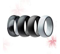 Abaodam 4pcs Men Silver Ring Alternative Silicone Rings Sports Wedding Bands Flexible for Work Activities Camo Grey
