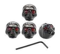 Abaodam 4pcs Metal Skull Head Electric Guitar Knobs with Tone and Volume Control Durable Wear Resistant Bass Potentiometer Caps with Wrench for Stylish Replacement