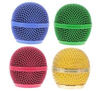 Abaodam 4pcs Microphone Grill Heads Colorful Mesh Mic Covers for Metal Microphone Windscreen (gold Rose Red Green Sky)