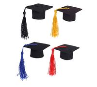 Abaodam 4pcs Mini Bachelor Hats with Tassel for Pets Graduation Costume Photo Props Durable Pet Caps for Small Animals Like Rabbits Hamsters Turtles Guinea Pigs Hedgehogs Birds and Ferrets