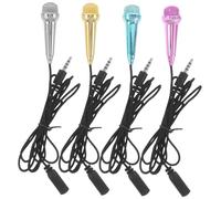 Abaodam 4pcs Mini Condenser Microphone for Phone Streamer Mic and Little Microphone for Singing Recording Live Streaming Portable Handheld Recording Mic for Mobile Use