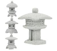 Abaodam 4pcs Mini Japanese Sandstone Pagoda Statues Garden Ornaments for Indoor Outdoor Bonsai Micro Landscape Decoration Compact Zen Style Sculptures for Balcony Flower Pot