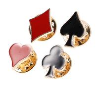 Abaodam 4pcs Mini Playing Card Brooch Set with Heart Club Spade Diamond Designs, Zinc Alloy Lapel Pins for Jacket, Coat, Backpack Decoration, Women’s Fashion Pins