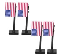 Abaodam 4pcs Miniature American Flags with Pole and Mini Soldiers Figures Set Independence Day Military Building Blocks Playset for Educational for Imaginative Historical Play and Family