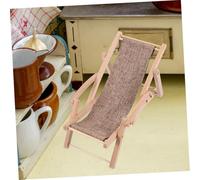 Abaodam 4pcs Miniature Beach Chair Ornament Realistic Wood Dollhouse Furniture Decoration Compact Coastal Lounge Model for Desk Shelf Tropical Themed Display