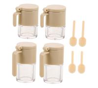 Abaodam 4pcs Miniature Condiment Jars Tiny Spice Bottles Mini Seasoning Storage Pots for Dollhouse Kitchen Essentials Compact Sugar Salt Containers for Doll Decor and Display