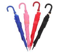 Abaodam 4pcs Miniature Dollhouse Umbrella Set, Retro Mini Rain Umbrella Decorations in Black, Red, Pink, Blue for Doll Accessories and Pretend Play