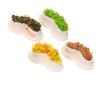 Abaodam 4pcs Miniature Mall Benches Realistic Mini Flower Bed Seating for Dollhouse Micro Landscape Decor Plastic Miniature Furniture for Garden and Public Rest Areas