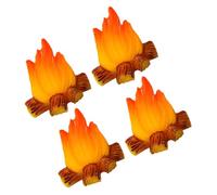 Abaodam 4pcs Miniature Resin Campfire Decorations, Fake Bonfire Set for Dollhouse and Micro Landscape, Small Camping Party Accessories for Halloween and Outdoor Scenes