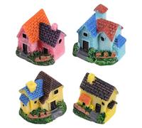 Abaodam 4pcs Miniature Villa Resin Mini Houses for Garden Miniatures Suitable for DIY and Small Decorative Gardening Micro Landscape Decor