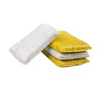 Abaodam 4Pcs Multi-Function Kitchen Cleaning Sponge Blocks Polyester Thread Scrubbing Pads for Dishes Pots Pans and Household Surfaces Gold and Silver Color