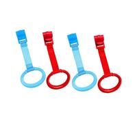 Abaodam 4pcs Nursery Bed Pull Rings for Standing Support, Plastic Hanging Hand Rings in Blue and Red, Walking Assist for Crib and Playpen