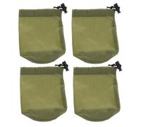 Abaodam 4pcs Outdoor Emergency Raincoat Storage Bags, Olive Drab Waterproof Nylon Drawstring Pouches, Compact Travel Organizer for Camping Hiking and Survival Kits