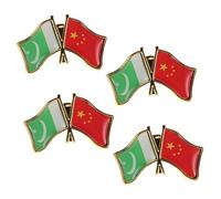 Abaodam 4pcs Pakistan China Friendship Flag Lapel Pins Handmade Enamel Metal Brooch Decorative Patriotic Badge Souvenir for Clothing Suits Accessories