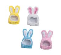 Abaodam 4pcs Pet Hats Rabbit Shape Autumn Winter Decorative Dog Cat Costume Photo Props for Small Medium Pets White Yellow Blue Pink