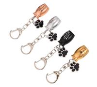 Abaodam 4pcs Pet Memorial Keychain Urn Ashes Holder Pendant with Paw Print, Metal Memory Capsule Keepsake for Dog and Cat Hair, Black Silver Gold Rose Gold